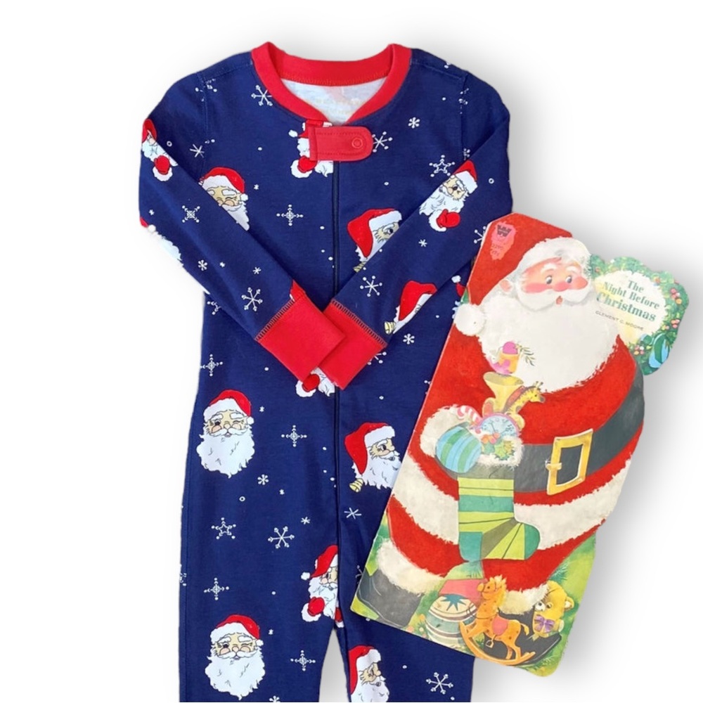 🎅🏽 NWT TBBC Knox's Night Night Dear Santa Footed Pajamas in Richmond Red